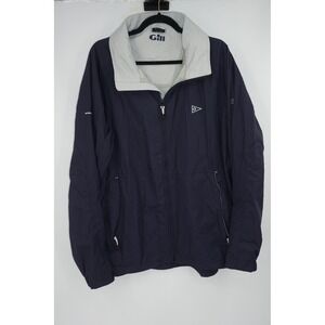 Gill Hooded Sailing Jacket Blue Windbreaker Full‎ Zip Water Resistant Men's XL